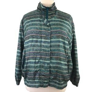 Silk Windbreaker Jacket Zipper Front Size Large Vintage Stunt Sports Women's